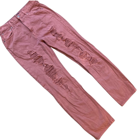 Women’s Aero 90's Baggy Ripped Jeans Coral Size 8 - Picture 2 of 8